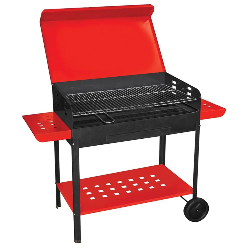 Barbecue carbonella "Etna" griglia regolabile con ruote e tappo "Made Italy"