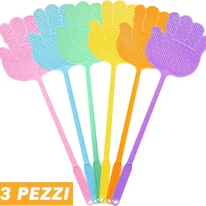 3 Pz Paletta Abbattimosche Abbatti Mosche Scaccia Insetti Colori Assortiti 47 Cm
