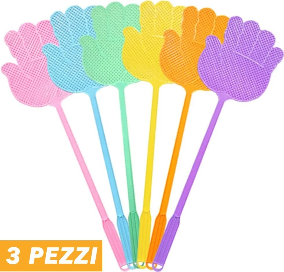 3 Pz Paletta Abbattimosche Abbatti Mosche Scaccia Insetti Colori Assortiti 47 Cm