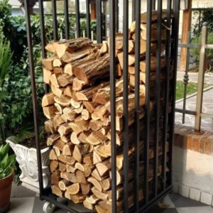 Legnaia Portalegna su Ruote Acciaio Antracite Eco 80x80xh190 Cm