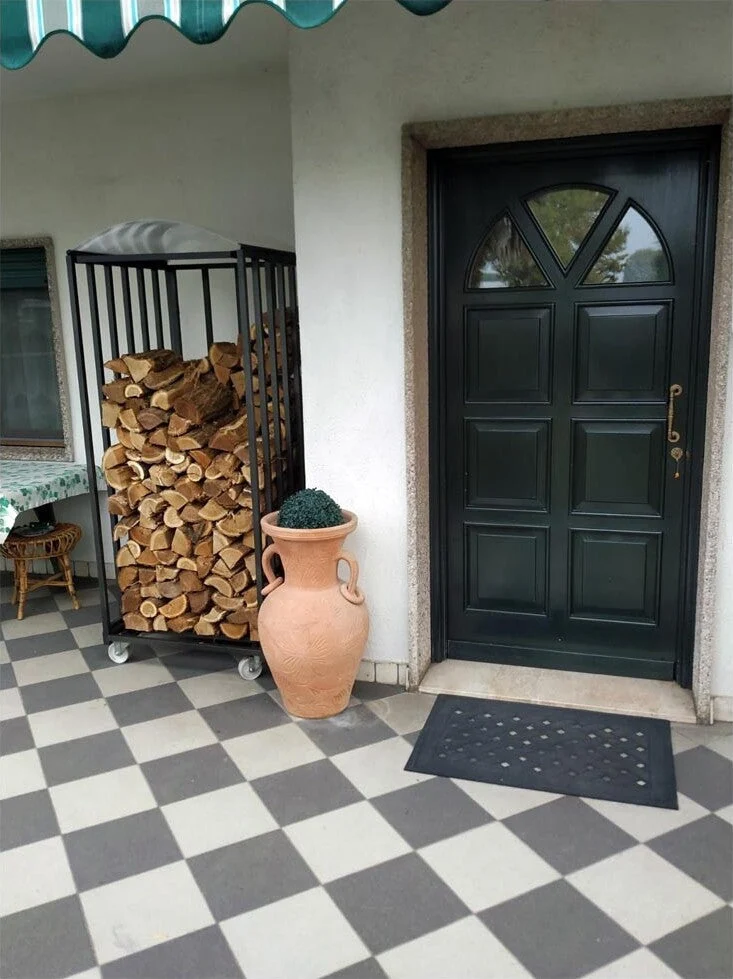 Legnaia Portalegna su Ruote Acciaio Antracite Eco 80x80xh190 Cm