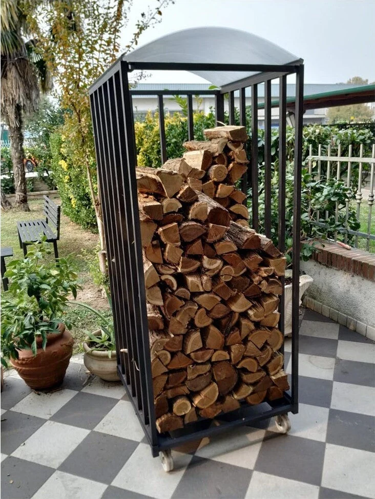 Legnaia Portalegna su Ruote Acciaio Antracite Eco 80x80xh190 Cm