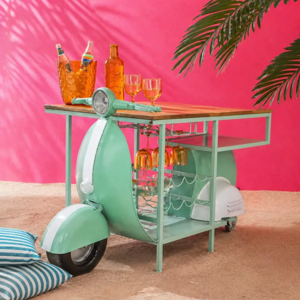 Bancone Bar Vintage Design Vespa Verde Acqua