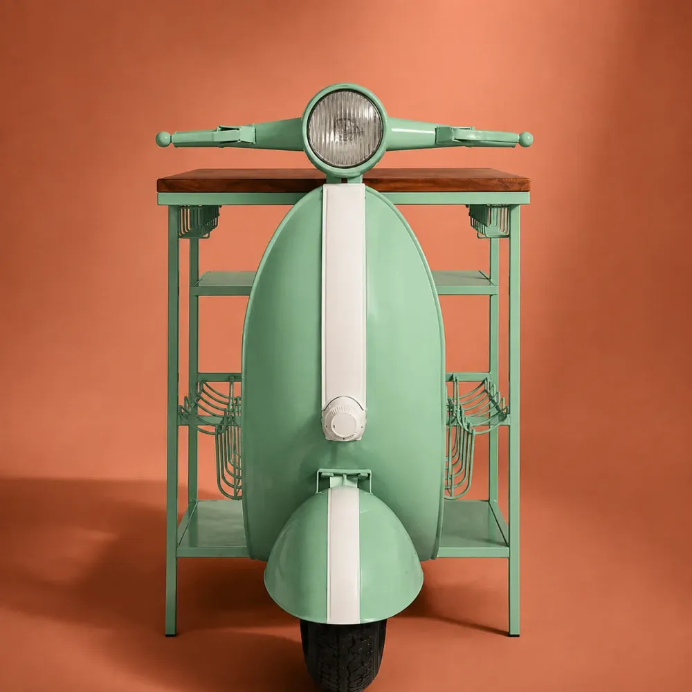 Bancone Bar Vintage Design Vespa Verde Acqua