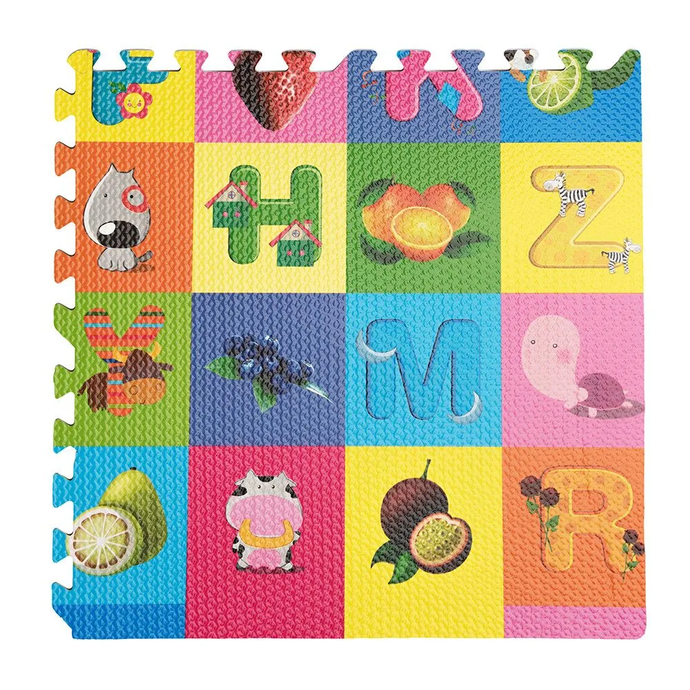 4pz Tappeto Tappetino Puzzle Morbido Frutta 60 X 60 X 0,8 Cm Per Bambini Gioco Da Interno