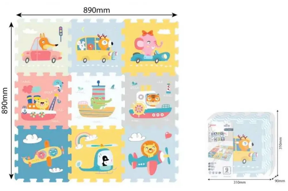 Tappeto Puzzle Educational Veicoli 92x92