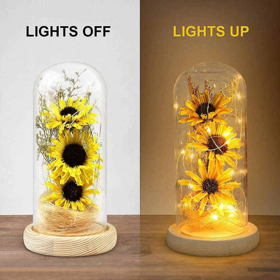 Girasole artificiale cupola di vetro con striscia luminosa led