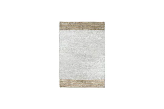 Tappeto grigio pelle riciclata e iuta Crudo Pomax - 240cm