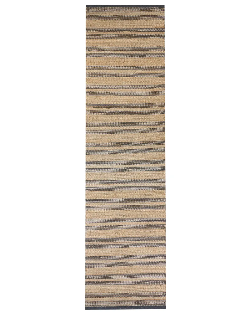 Tappeto iuta panna e grigio 80 x 300 cm BUDHO