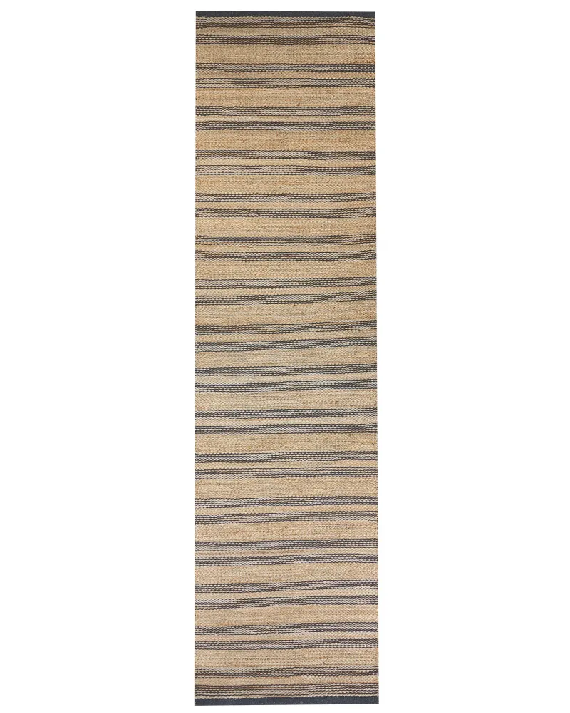 Tappeto iuta sabbia e grigio 80 x 300 cm BUDHO