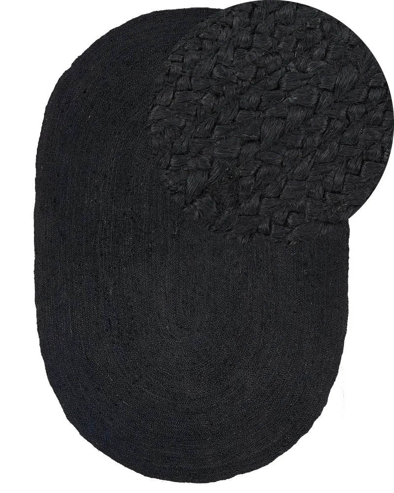 Tappeto iuta nero 160 x 230 cm DEMIRCI con Certificazione di Qualità
