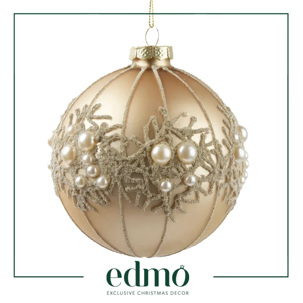 Pallina di Natale Luxury Pearl - Vetro Oro e Perle EDG