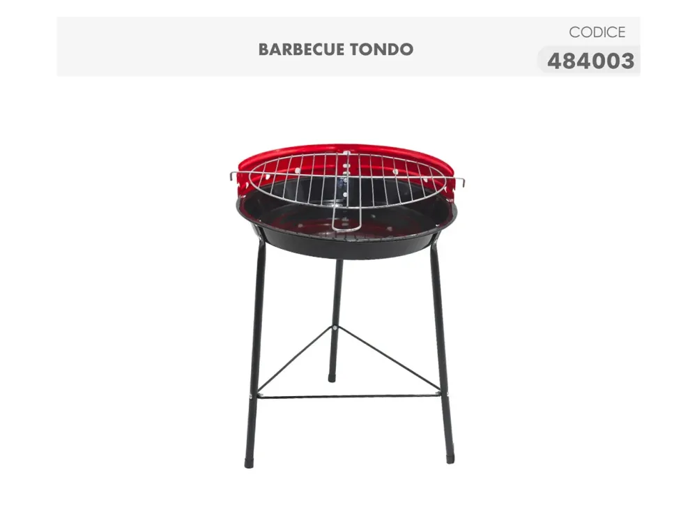 Barbecue tondo metallo nero e rosso 41,5x33x45 cm - Casalinghi del Giudice