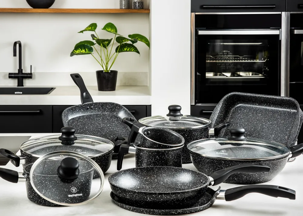 Westinghouse Padella Griglia 28 cm - Effetto Pietra - Marmo Nero