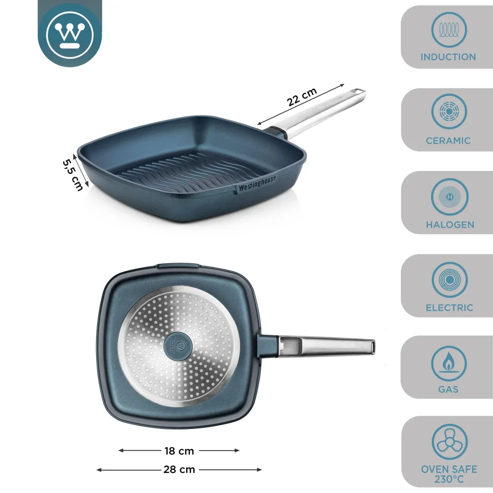 Westinghouse Performance Series Padella per grigliare 28 cm - Blu