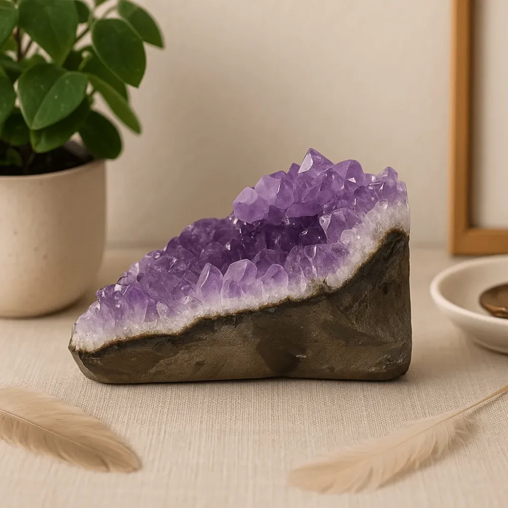 Gruppo di Cristalli di Ametista Naturale Medio Piedi 350-450g