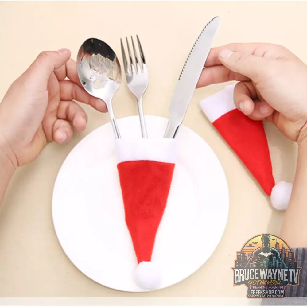 Christmas Santa Hat Cutlery Holders Decorative Table Setting