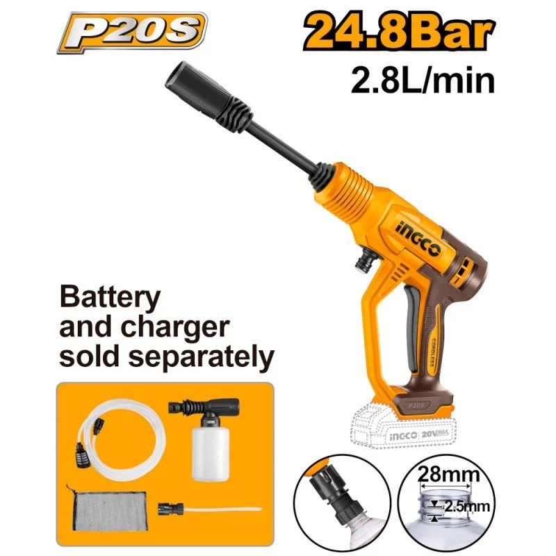 Professionale Alta Pressione Idropulitrice Batteria 24,8bar 20v Nudo