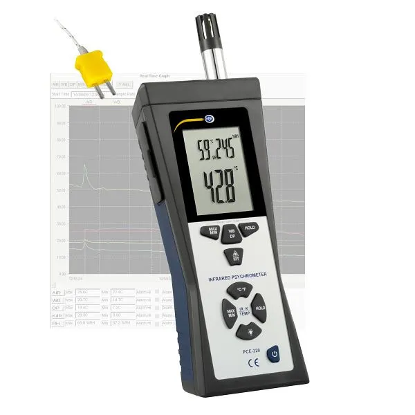 PCE Instruments Igrometro Sensore di temperatura esterno 280 x 95 x 45 mm Software PCE-320 per Monitoraggio Giardino