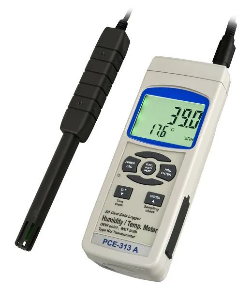 PCE Instruments Igrometro Sensore di temperatura esterno 177 x 68 x 45 mm Software PCE-313A con Funzione Memoria