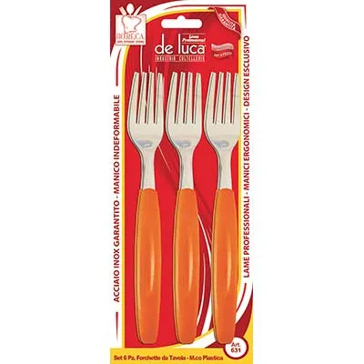 Forchette Tavola Super De Luca Inox Set 6 Pezzi Manico Colorato