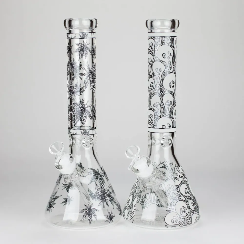Lampione Solare 14″ Glow---Dark vetro Beaker Bong - Leaf