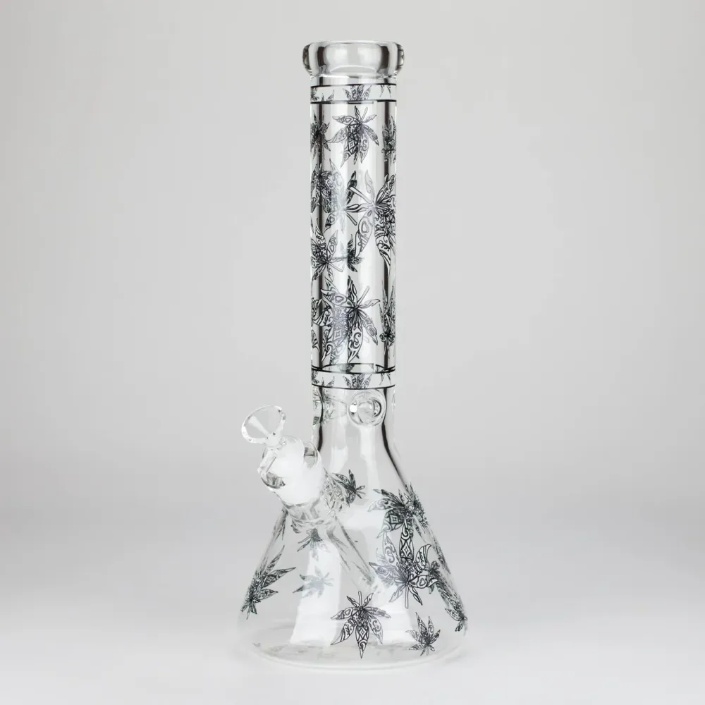 Lampione Solare 14″ Glow---Dark vetro Beaker Bong - Leaf
