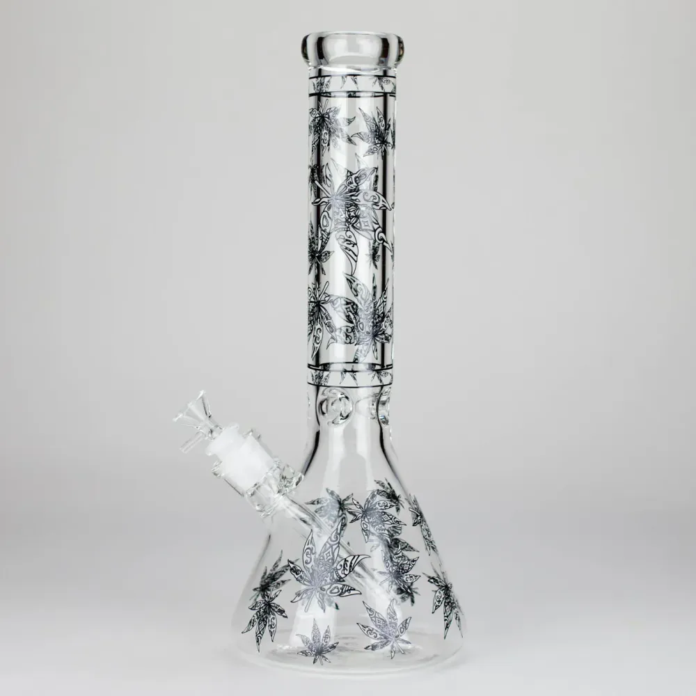 Lampione Solare 14″ Glow---Dark vetro Beaker Bong - Leaf