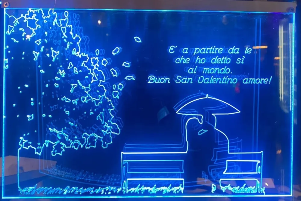 OUADRO PLEXIGLASS REGALO FESTA AMORE SAN VALENTIN PERSONALIZZATA LUCE LED RGB