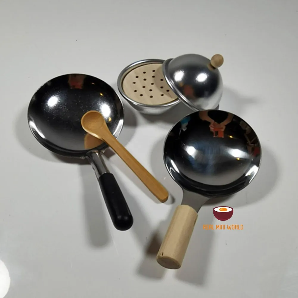 Set di pentole acciaio inossidabile miniatura: cucina veri mini alimenti