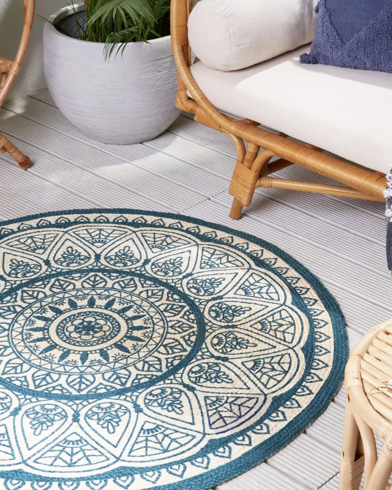 Tappeto blu ⌀ 120 cm ANADERE