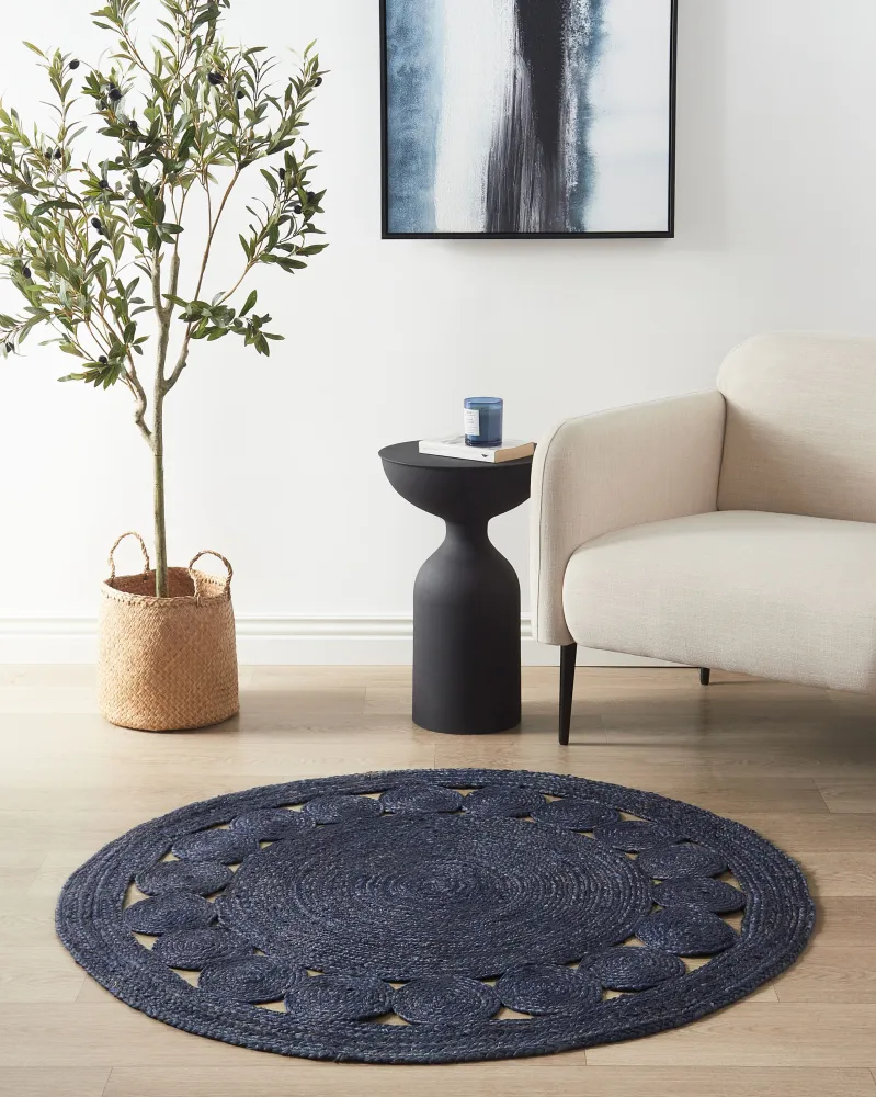Tappeto iuta blu cupo ø 120 cm KOYUNLU