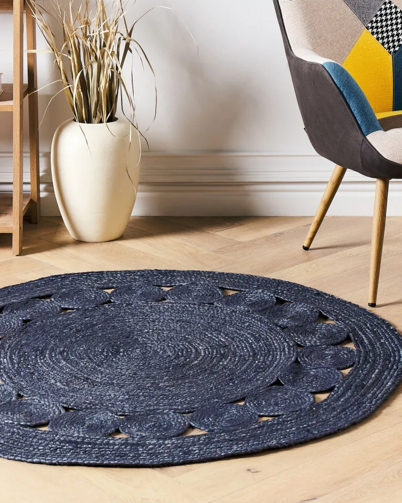 Tappeto iuta blu cupo ø 120 cm KOYUNLU