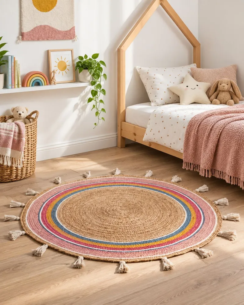 Tappeto iuta multicolore ⌀ 120 cm ZANAVI