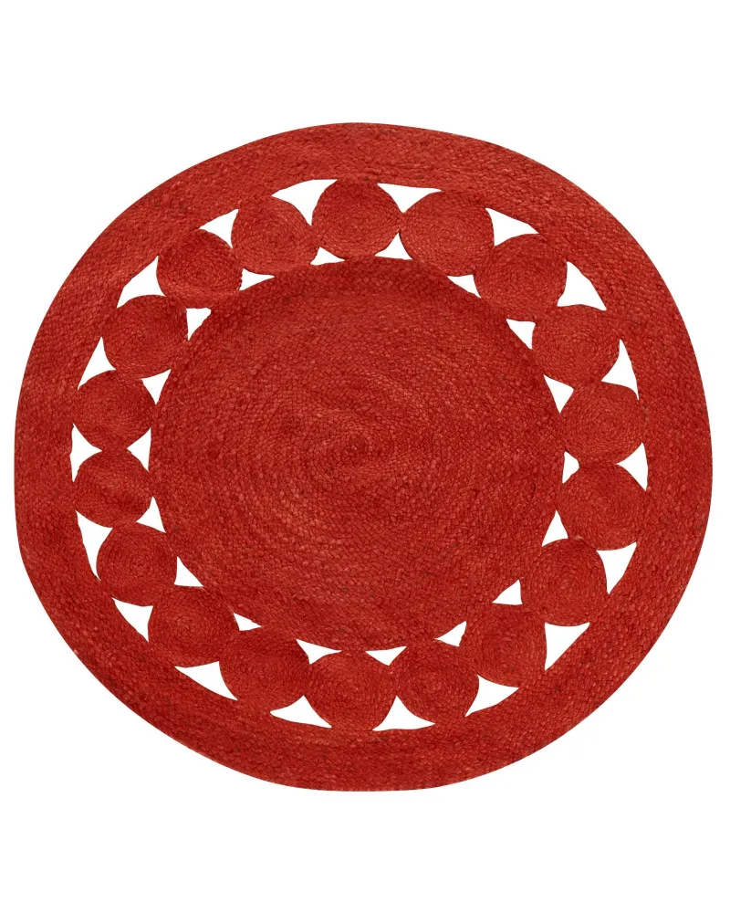 Tappeto iuta rosso ø 120 cm KOYUNLU