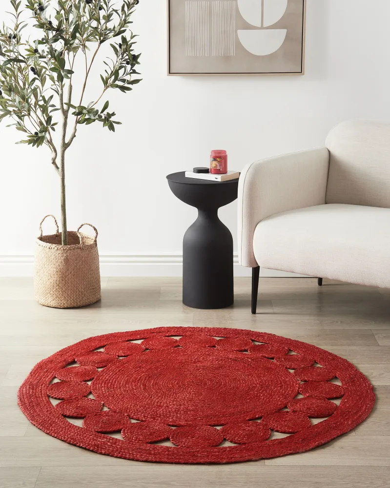 Tappeto iuta rosso ø 120 cm KOYUNLU