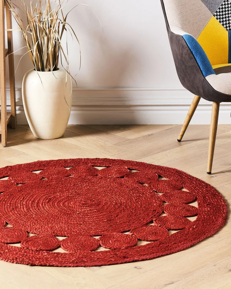 Tappeto iuta rosso ø 120 cm KOYUNLU