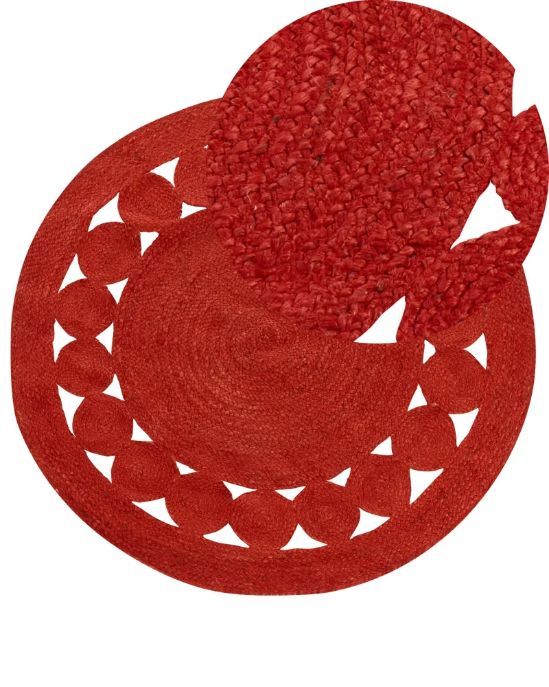 Tappeto iuta rosso ø 120 cm KOYUNLU