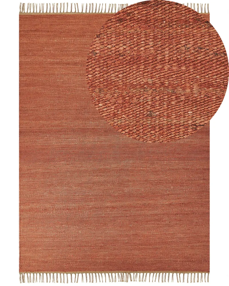 Tappeto iuta rosso limpido e marrone 160 x 230 cm LUNIA