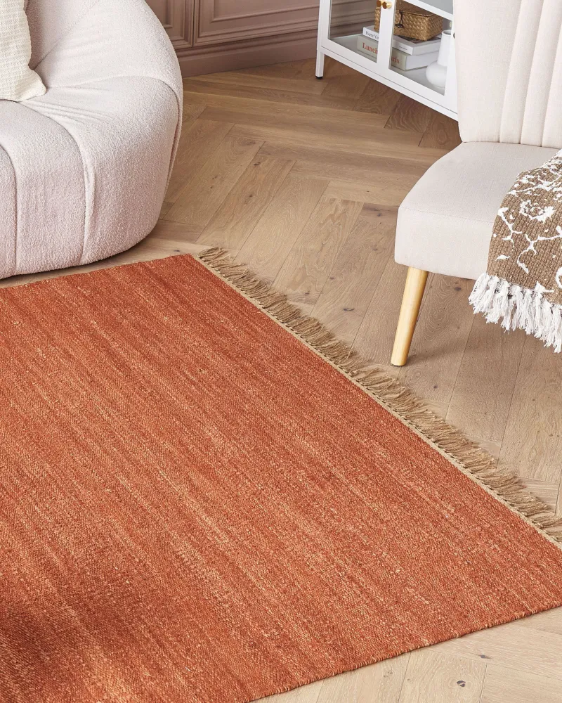 Tappeto iuta rosso limpido e marrone 160 x 230 cm LUNIA