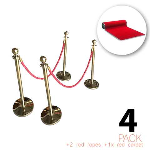 (Confezione da 4) - Flexibarrier kit ingresso VIP comprendente paletti, corde e tappeto