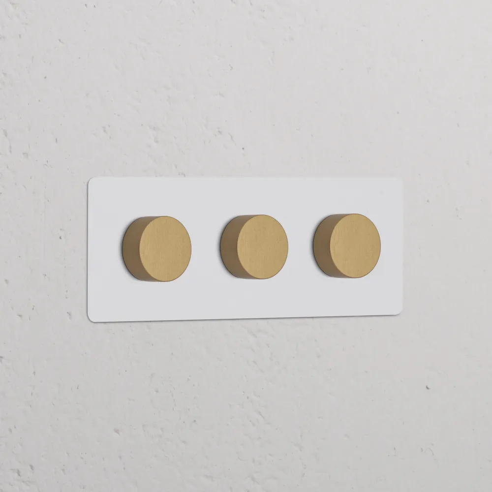 Kit Completo di Accessori Kew Dimmer Rotativo Triplo 3x - Ottone Antico Pitturabile