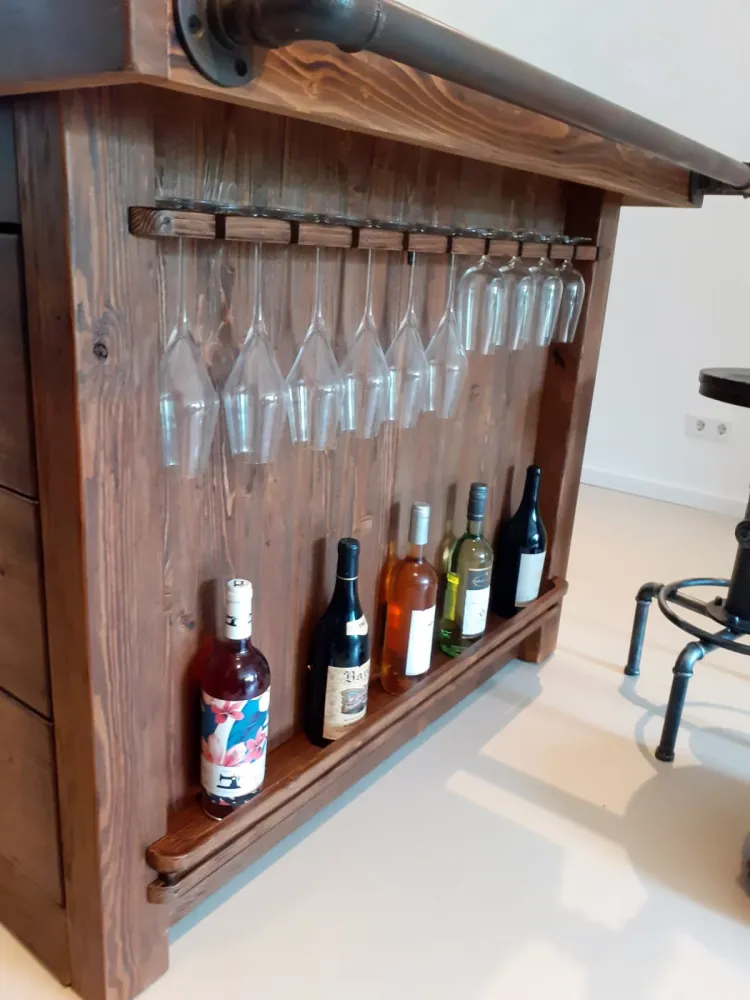 Cucina + isola MUNSTER stile INDUSTRIAL 300x65xh90cm + 240x120xH100cm legno massello e SU MISURA