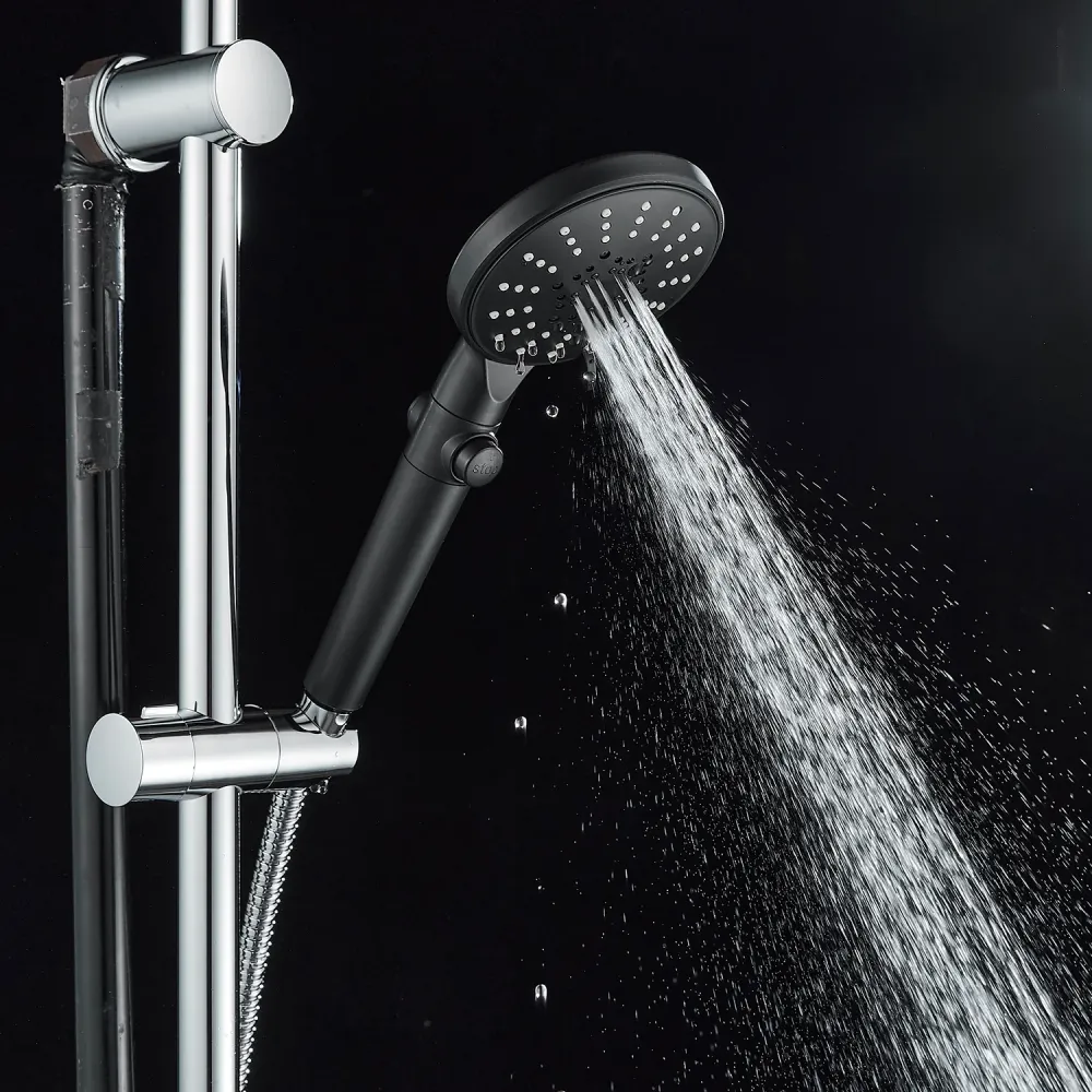 IDRO BRIC - Doccetta Zeus 5 Getti con Stop Soffione Nero Anticalcare