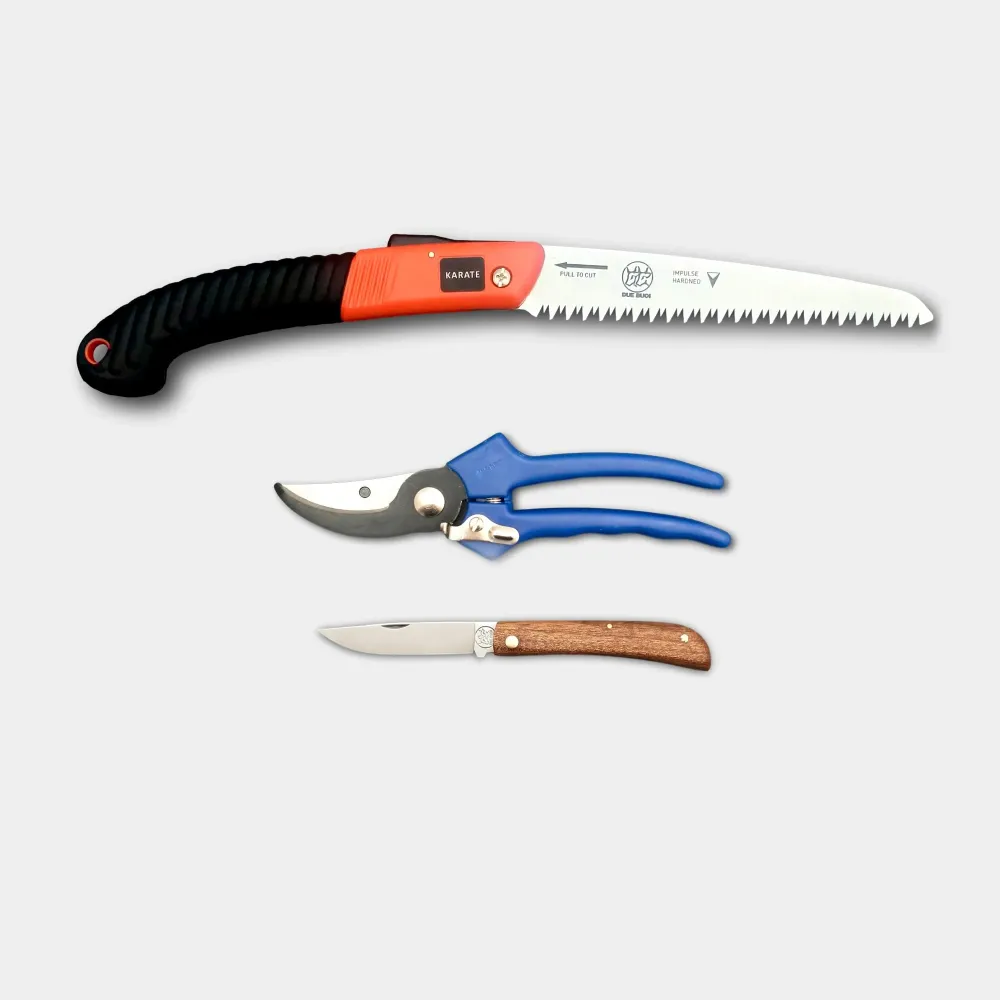 KIT FORBICE MANICO PLASTICA 149/22 - SEGHETTO PIEGHEVOLE RS180/18 - COLT. TASCA 231 MOGANO Due buoi agriculture