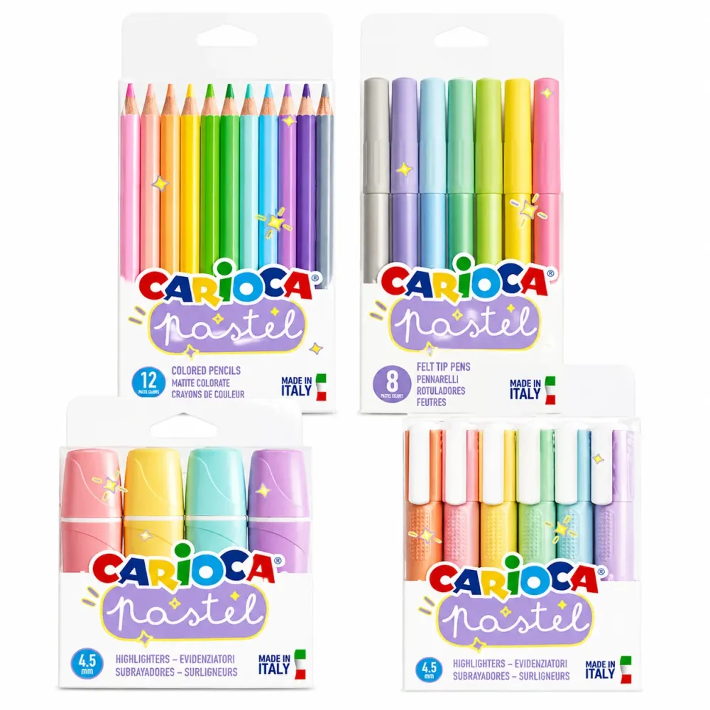 Kit Carioca Pastello - Evidenziatori + Matite + Pennarelli - Bundle