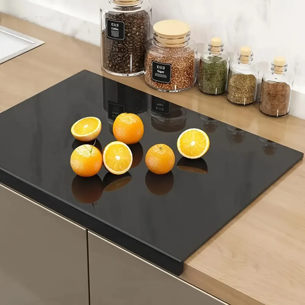 Large Black Cutting Board Lip Edge – High Toughness, Non-Slip, Ideal Kitchen Countertops, Includes Protective Film and Eas...
