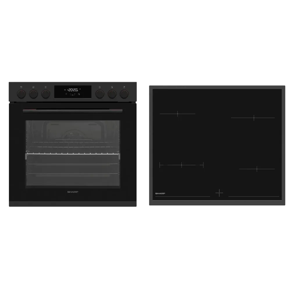 Sharp Set fornello forno e piano cottura viceramica, da incasso, set poliestere K-72P19BNH-EU