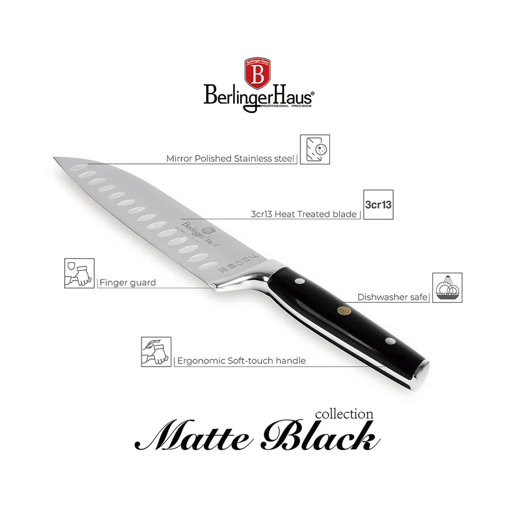 Berlinger Haus Küchenbarf Haus Santoku Messer da 17,5 cm Collezione Vantage Black