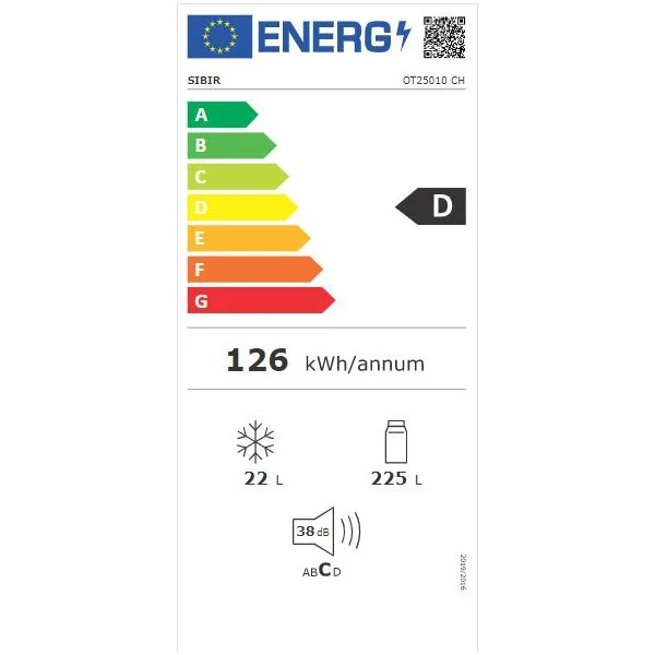 Combinazione di raffreddamento sibir / congelatore OT25010CH, 247 litri